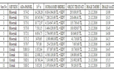 Elazığ da 40,5 milyon TL ye satılık 11 arsa!