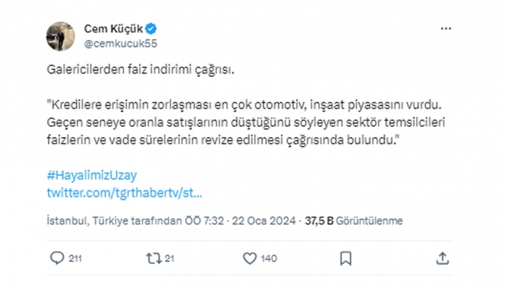 Galericilerden faiz indirimi çağrısı geldi: Faizler ve vade süreleri revize edilsin!