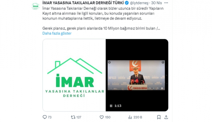İmar Yasasına Takılanlar Derneği: Meclis e sunulan teklif güvenli binaların kayıt altına alınmasını kapsıyor!