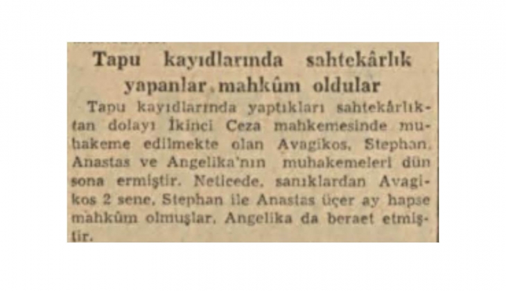 1947 de tapu kayıtlarında sahtekarlık yapanlar iki sene hüküm giymiş!