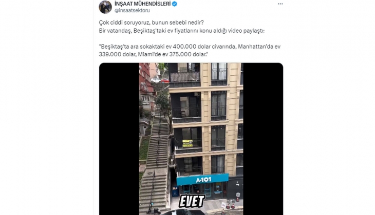 Beşiktaş ta ara sokakta bir ev 400 bin dolar, Manhattan da 339 bin, Miami de 375 bin dolar! Bunun sebebi nedir?