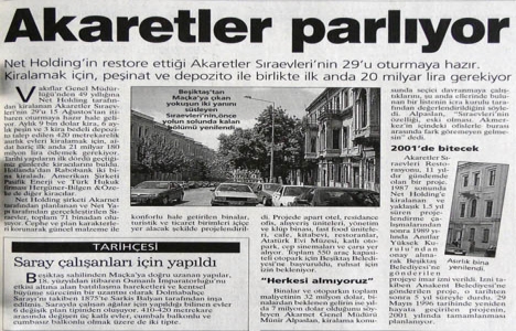 1998 yılında Akaretler Sıraevleri kiralanmaya başlamış!