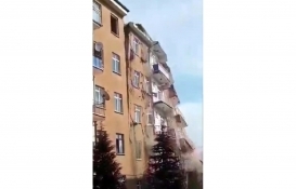 Elazığ'da 4.2'lik depremde hasarlı 6 katlı bina yıkıldı!