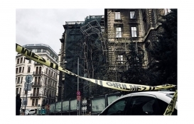 Özel Zapyon Rum Lisesi'nin inşaat iskelesi çöktü!