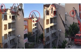 Arnavutköy’de tehlikeli bina yıkımı kameralara takıldı!