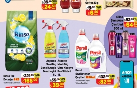 A101'de yüzde 30'a varan indirim! Rinso 8 kg toz deterjan 165 TL'ye, Persil sıvı deterjan 82 TL'ye düştü!
