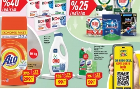 ŞOK Market'te ekonomik paket 10 kg Alo toz deterjan 299 TL'ye, Domestos çamaşır suyu 59 TL'ye düştü!