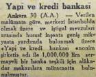 1944 yılında 1 milyon lira sermaye ile Yapı ve Kredi Bankası kurulmuş!