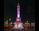 İzmir Saat Kulesi mor renge büründü!