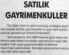 1996 yılında Türk Eğitim Vakfı'na ait bazı gayrimenkuller satılacakmış!