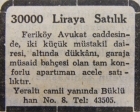 1951 yılında Feriköy'de bir apartman 30 bin liraya satılacakmış!